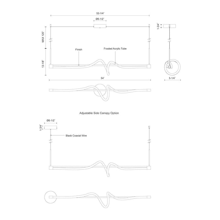 Kuzco Lighting - LP95354-BK-UNV - LED Linear Pendant - Cursive - Black