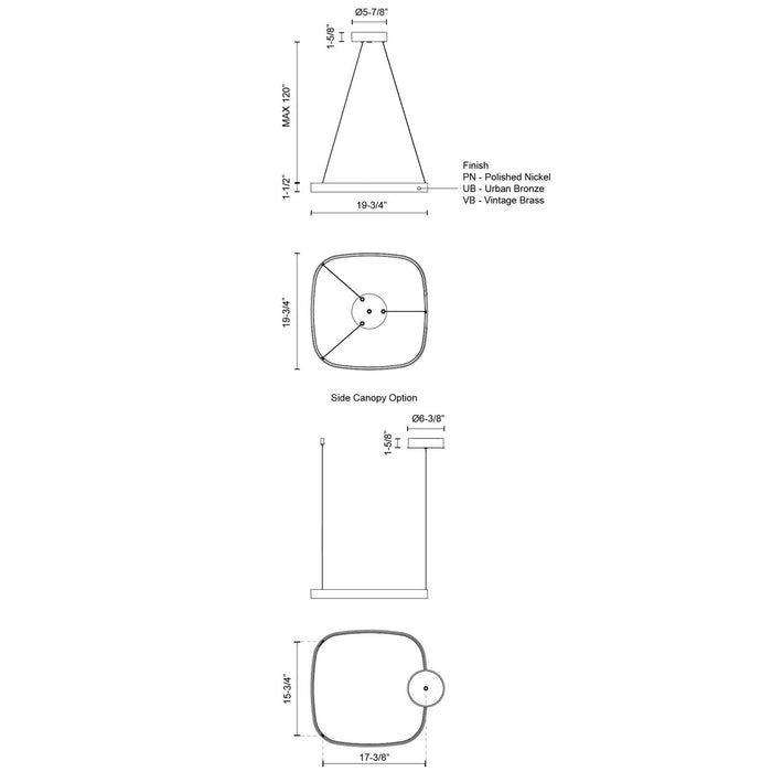 Kuzco Lighting - PD78019-PN-UNV - LED Pendant - Yukon - Polished Nickel