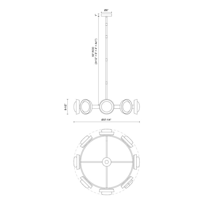 Alora - CH320837VBAR-UNV - LED Chandelier - Alonso - Vintage Brass/Alabaster