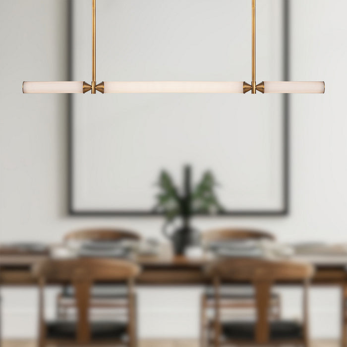 Alora - LP348148VBFR-UNV - LED Linear Pendant - Edwin - Vintage Brass/Frosted Ribbed Glass