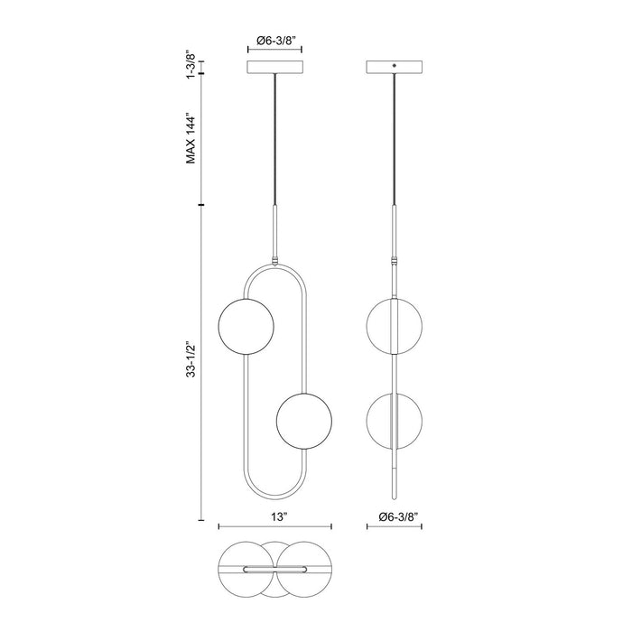 Alora - PD302002MBBG-UNV - LED Pendant - Tagliato - Matte Black/Brushed Gold