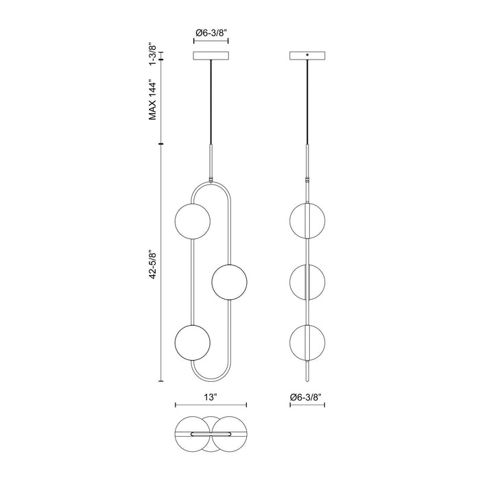 Alora - PD302003MBBG-UNV - LED Pendant - Tagliato - Matte Black/Brushed Gold