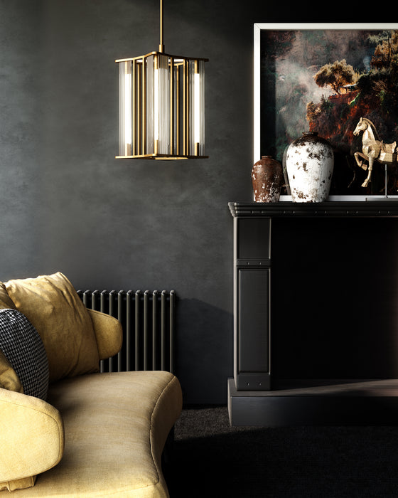 Alora - PD339415VBCR-UNV - LED Pendant - Sabre - Ribbed Glass/Vintage Brass