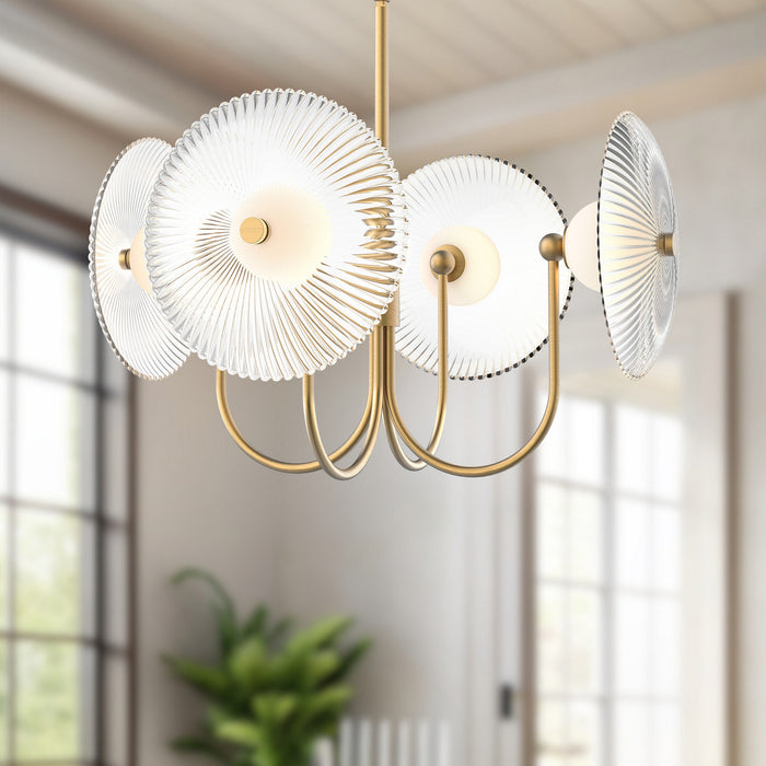 Alora - PD417904BGCR-UNV - LED Pendant - Hera - Brushed Gold/Clear Ribbed Glass
