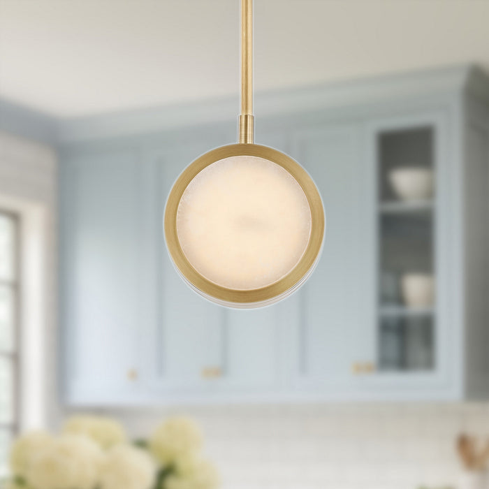 Alora - PD325106VBAR-UNV - LED Pendant - Blanco - Vintage Brass/Alabaster