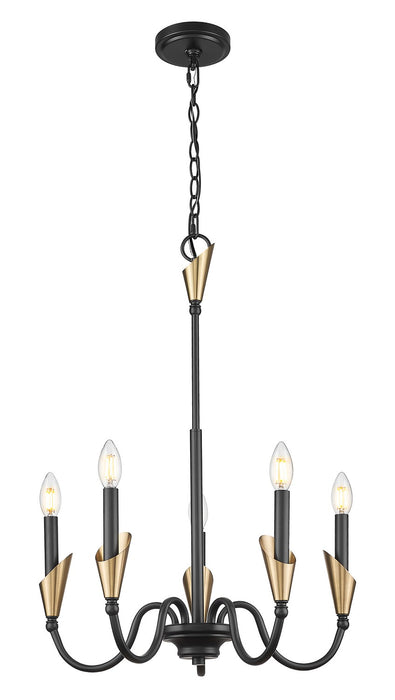 Z-Lite - 4014-24MB-MGLD - Five Light Chandelier - Claudelle - Matte Black + Modern Gold