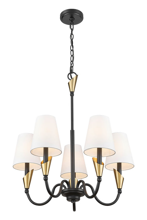 Z-Lite - 4014-24MB-MGLD - Five Light Chandelier - Claudelle - Matte Black + Modern Gold