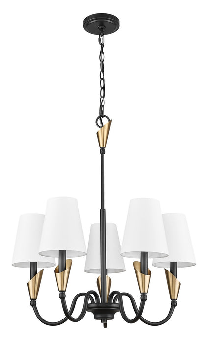 Z-Lite - 4014-24MB-MGLD - Five Light Chandelier - Claudelle - Matte Black + Modern Gold