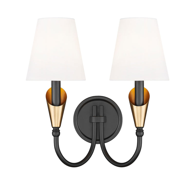 Z-Lite - 4014-2S-MB-MGLD - Two Light Wall Sconce - Claudelle - Matte Black + Modern Gold
