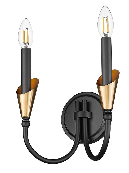 Z-Lite - 4014-2S-MB-MGLD - Two Light Wall Sconce - Claudelle - Matte Black + Modern Gold