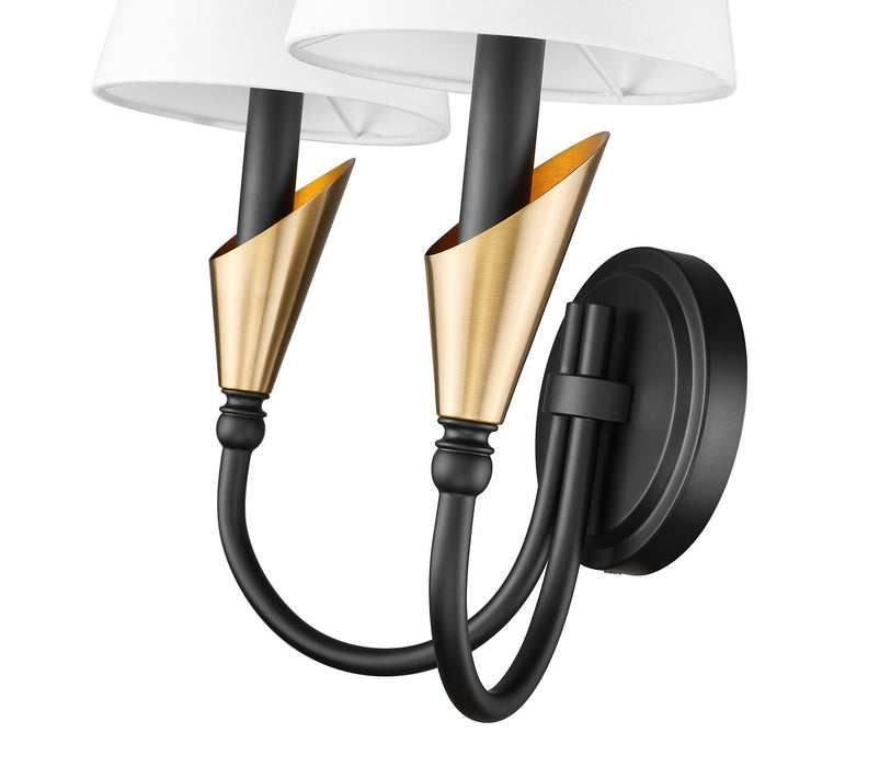 Z-Lite - 4014-2S-MB-MGLD - Two Light Wall Sconce - Claudelle - Matte Black + Modern Gold
