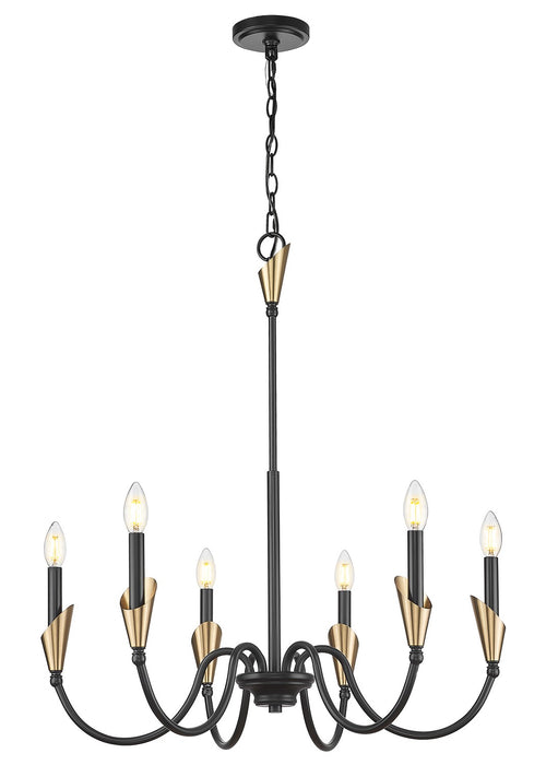 Z-Lite - 4014-32MB-MGLD - Six Light Chandelier - Claudelle - Matte Black + Modern Gold