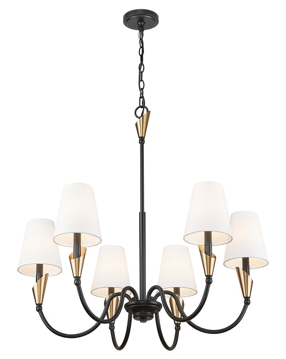 Z-Lite - 4014-32MB-MGLD - Six Light Chandelier - Claudelle - Matte Black + Modern Gold
