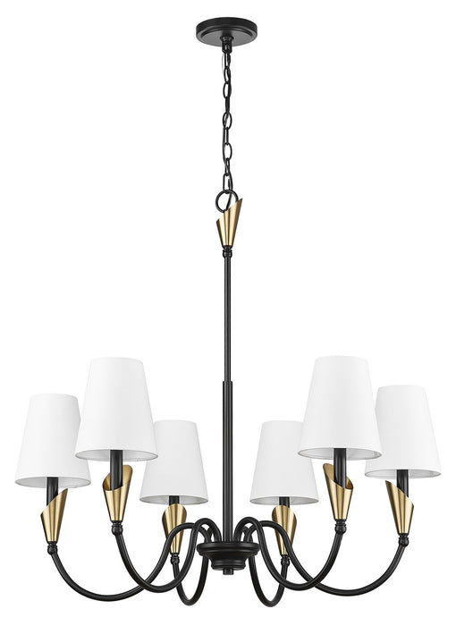 Z-Lite - 4014-32MB-MGLD - Six Light Chandelier - Claudelle - Matte Black + Modern Gold