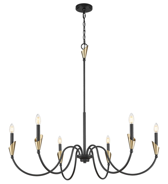 Z-Lite - 4014-46MB-MGLD - Six Light Chandelier - Claudelle - Matte Black + Modern Gold