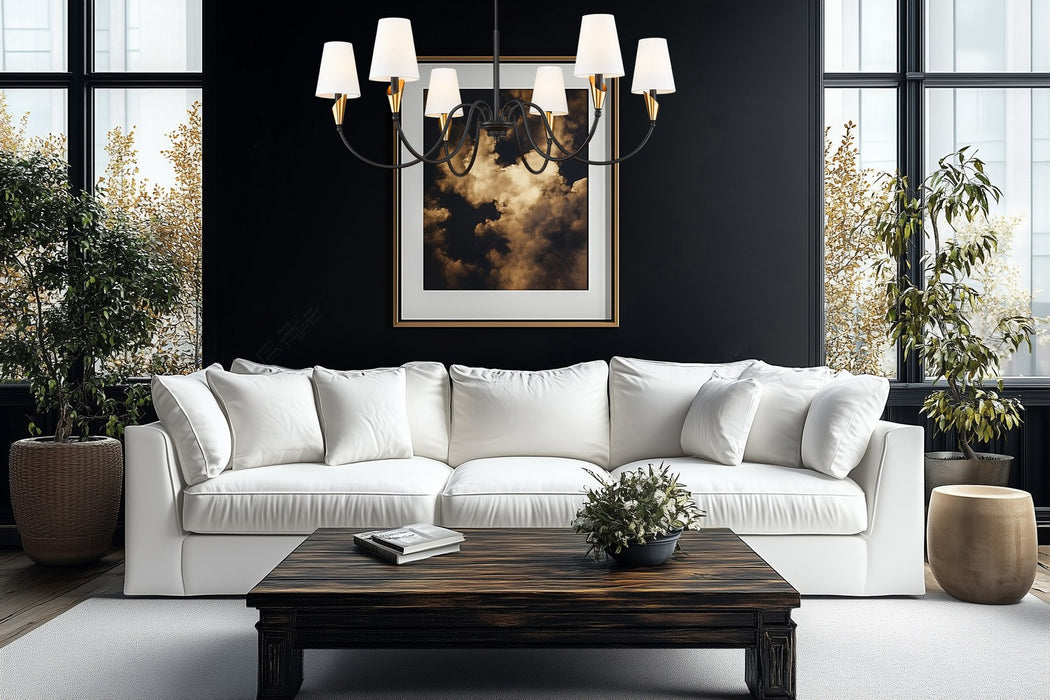 Z-Lite - 4014-46MB-MGLD - Six Light Chandelier - Claudelle - Matte Black + Modern Gold