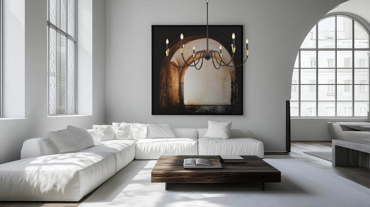 Z-Lite - 4014-46MB-MGLD - Six Light Chandelier - Claudelle - Matte Black + Modern Gold