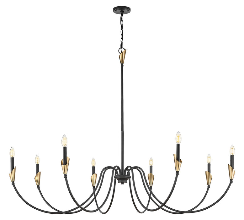 Z-Lite - 4014-65MB-MGLD - Eight Light Chandelier - Claudelle - Matte Black + Modern Gold
