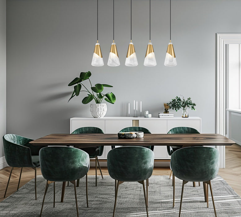 Z-Lite - 828P6-5L-MGLD - Five Light Linear Chandelier - Aimie - Modern Gold