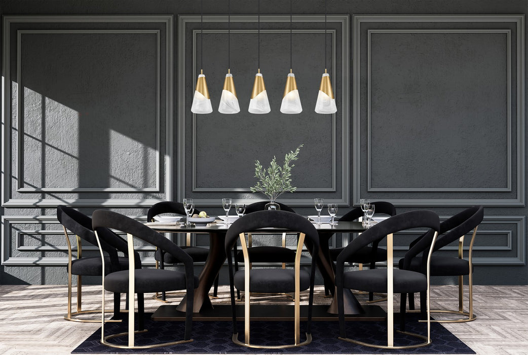 Z-Lite - 828P6-5L-MGLD - Five Light Linear Chandelier - Aimie - Modern Gold