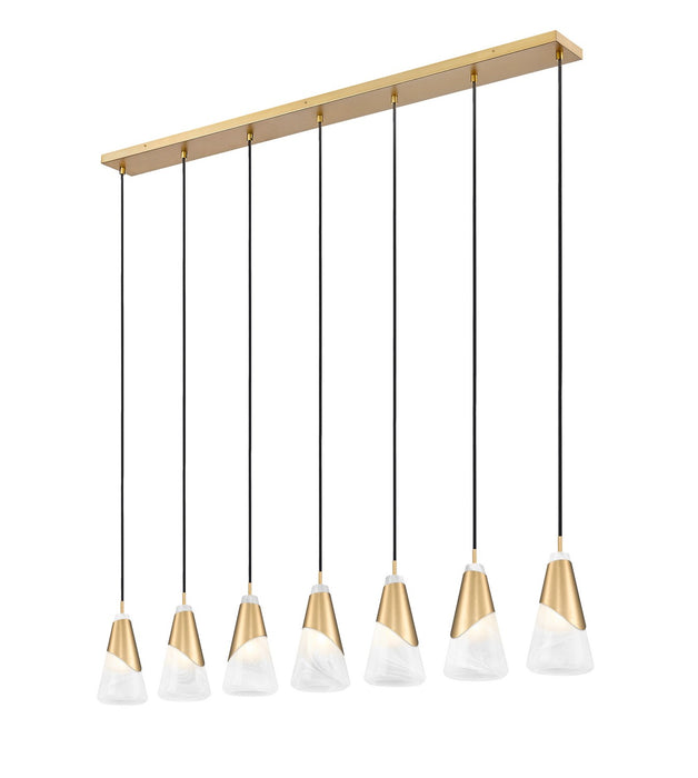 Z-Lite - 828P6-7L-MGLD - Seven Light Linear Chandelier - Aimie - Modern Gold