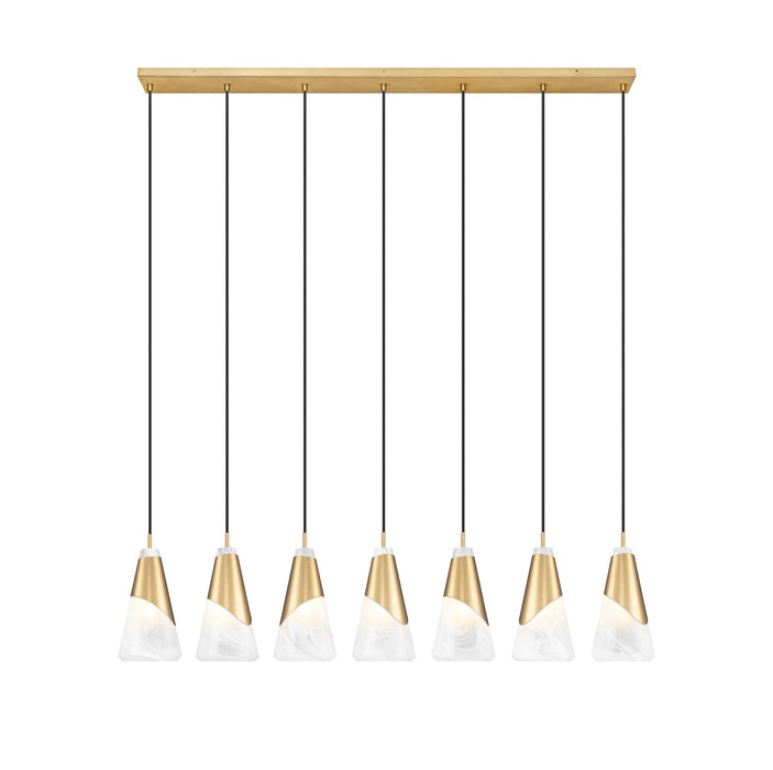 Z-Lite - 828P6-7L-MGLD - Seven Light Linear Chandelier - Aimie - Modern Gold