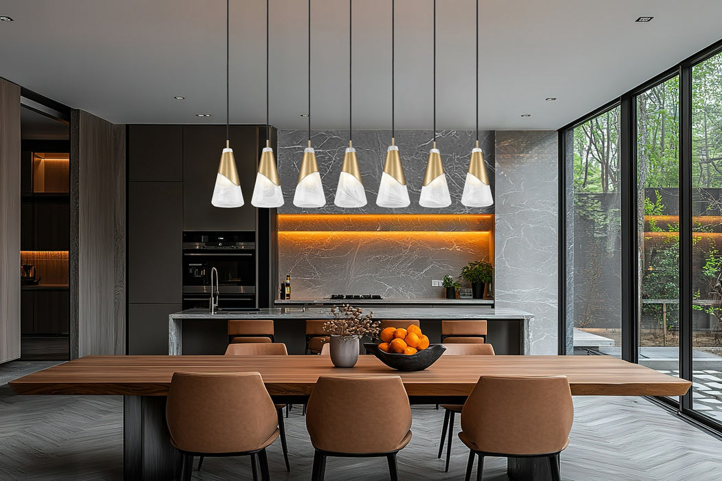 Z-Lite - 828P6-7L-MGLD - Seven Light Linear Chandelier - Aimie - Modern Gold