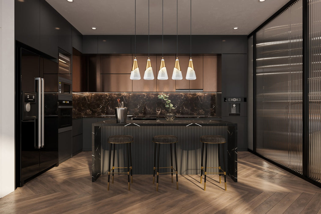 Z-Lite - 828P7-5L-MGLD - Five Light Linear Chandelier - Aimie - Modern Gold