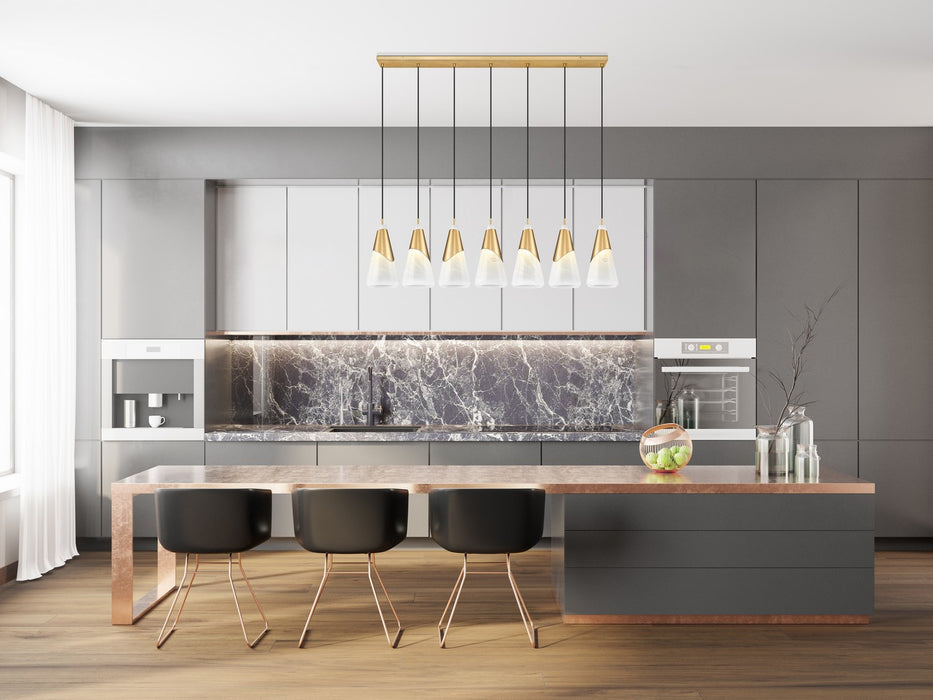 Z-Lite - 828P7-7L-MGLD - Seven Light Linear Chandelier - Aimie - Modern Gold