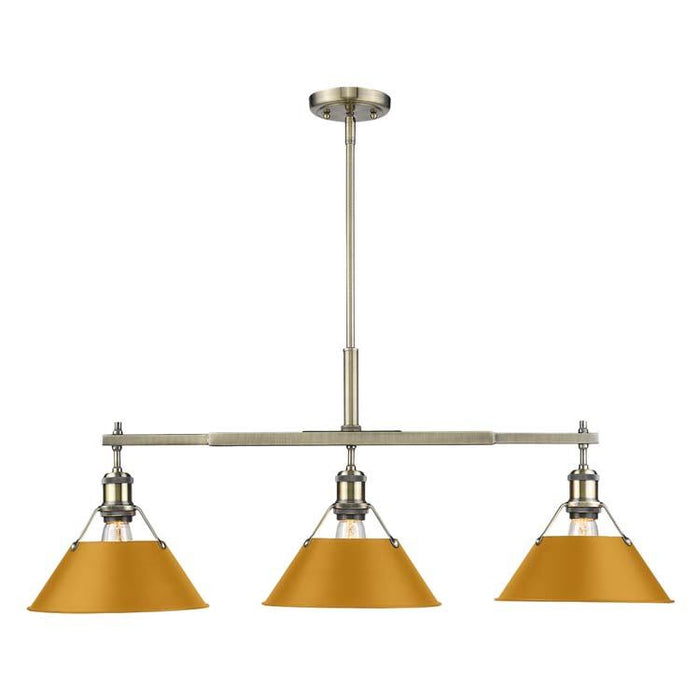 Golden - 3306-LP AB-AY - Three Light Linear Pendant - Orwell - Aged Brass