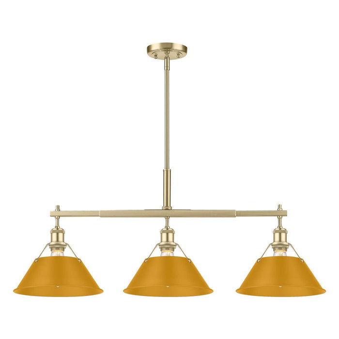 Golden - 3306-LP BCB-AY - Three Light Linear Pendant - Orwell - Brushed Champagne Brass