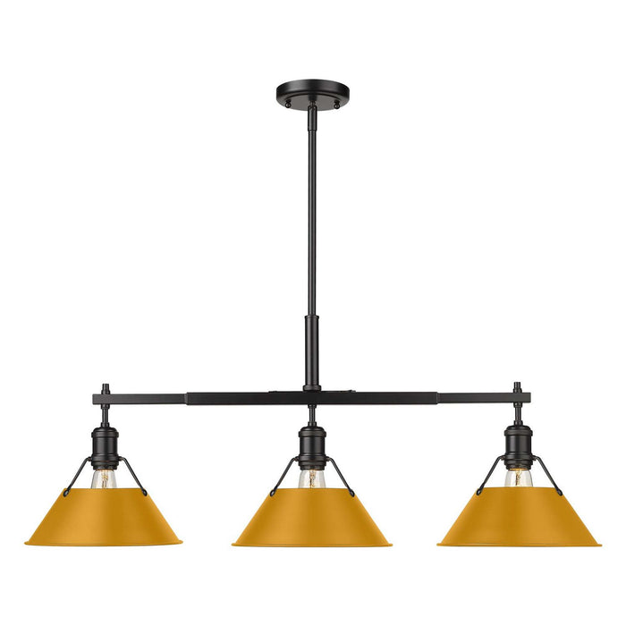 Golden - 3306-LP BLK-AY - Three Light Linear Pendant - Orwell - Matte Black