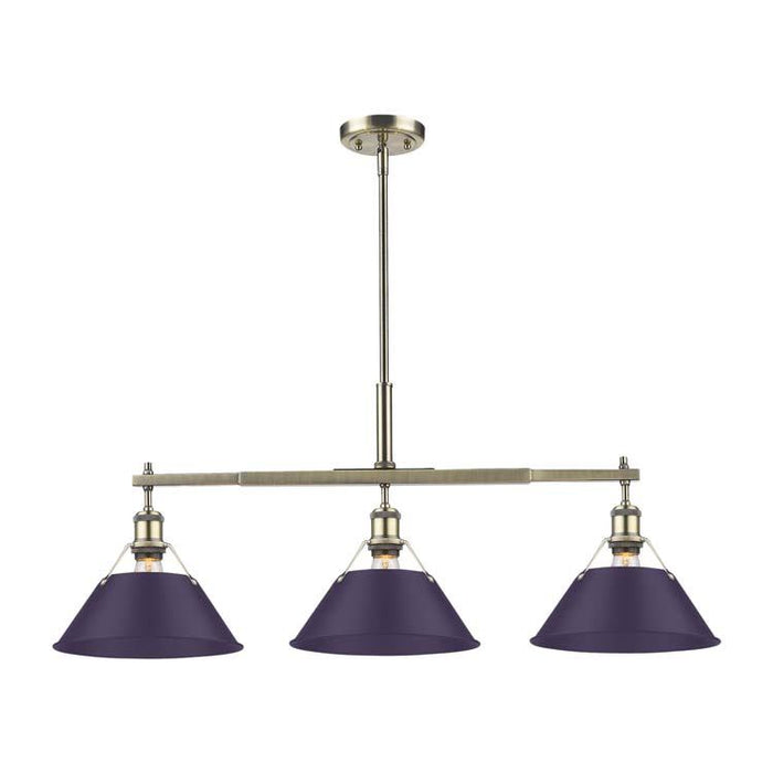 Golden - 3306-LP AB-EP - Three Light Linear Pendant - Orwell - Aged Brass