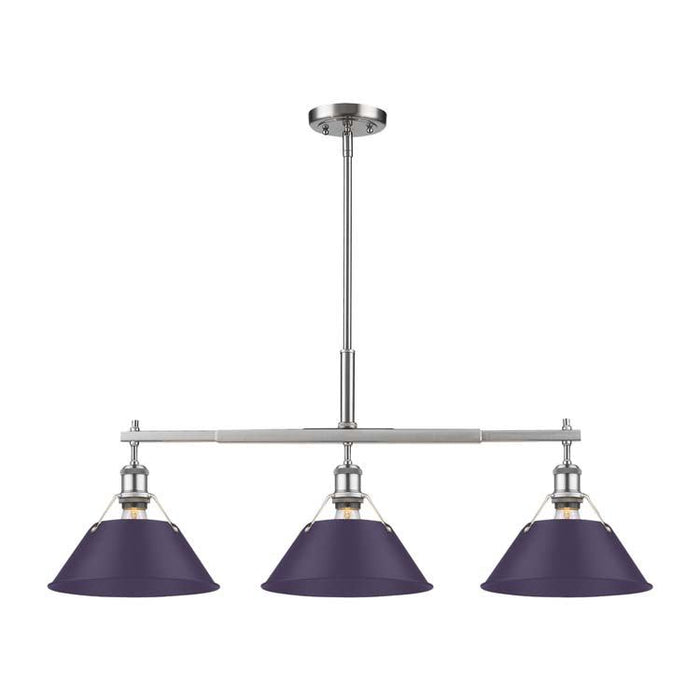 Golden - 3306-LP PW-EP - Three Light Linear Pendant - Orwell - Pewter