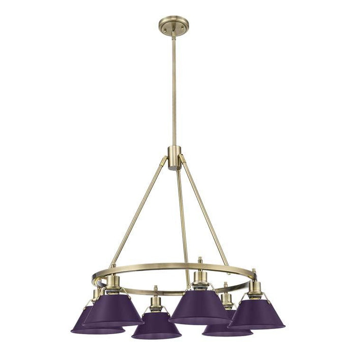 Golden - 3306-6 AB-EP - Six Light Chandelier - Orwell - Aged Brass