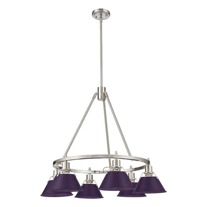 Golden - 3306-6 PW-EP - Six Light Chandelier - Orwell - Pewter