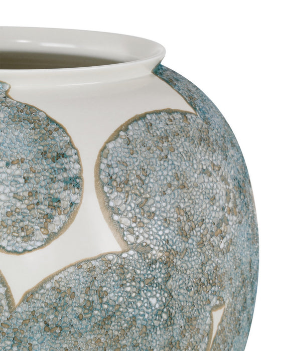 Currey and Company - 1200-0978 - Vase - Bloom - Textured Blue/Off-White/Gold