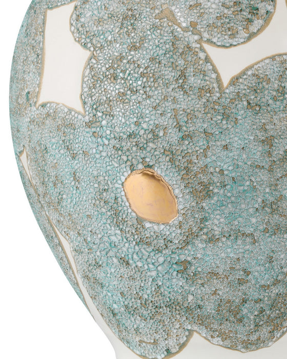 Currey and Company - 1200-0978 - Vase - Bloom - Textured Blue/Off-White/Gold