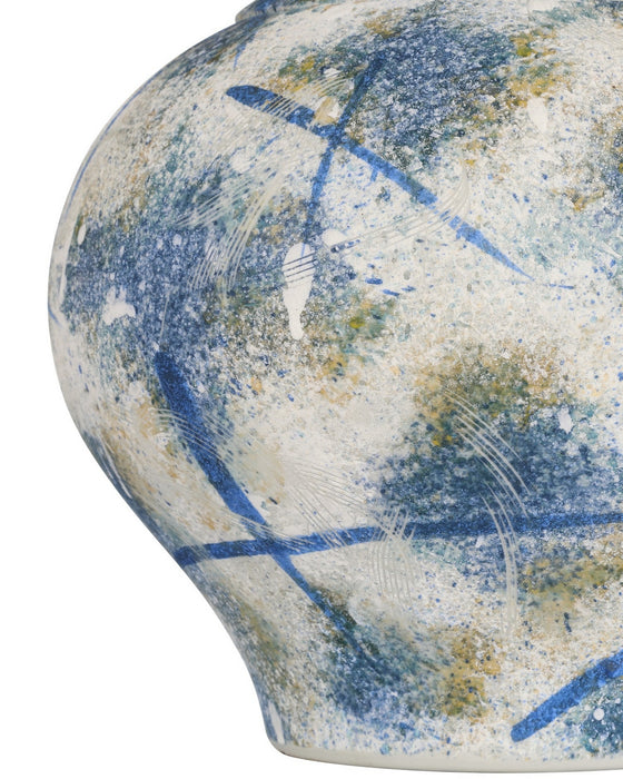 Currey and Company - 1200-0998 - Vase - Jackson - Antique Blue/Off-White