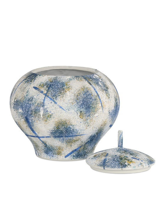 Currey and Company - 1200-0998 - Vase - Jackson - Antique Blue/Off-White