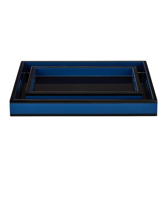 Currey and Company - 1200-1018 - Tray Set of 2 - Lacquer - Navy/Black