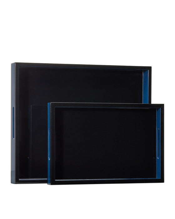 Currey and Company - 1200-1018 - Tray Set of 2 - Lacquer - Navy/Black