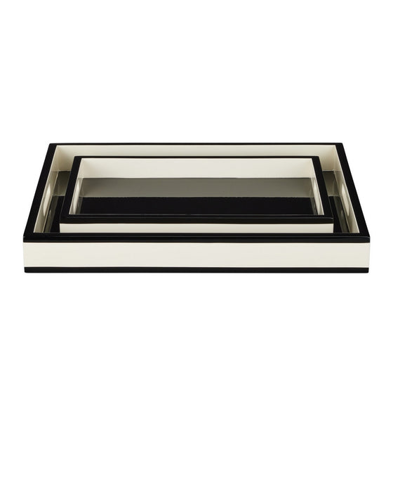 Currey and Company - 1200-1019 - Tray Set of 2 - Lacquer - Ivory/Black