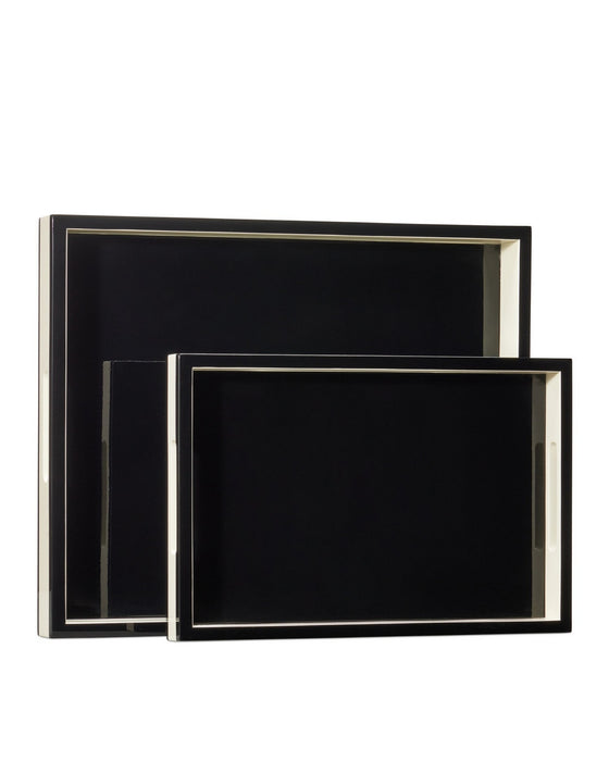 Currey and Company - 1200-1019 - Tray Set of 2 - Lacquer - Ivory/Black