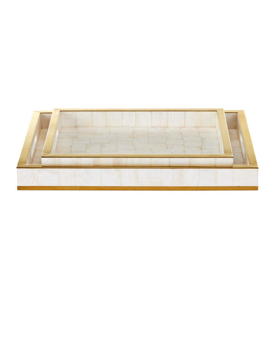 Currey and Company - 1200-1021 - Tray Set of 2 - Casey - Natural/Brass