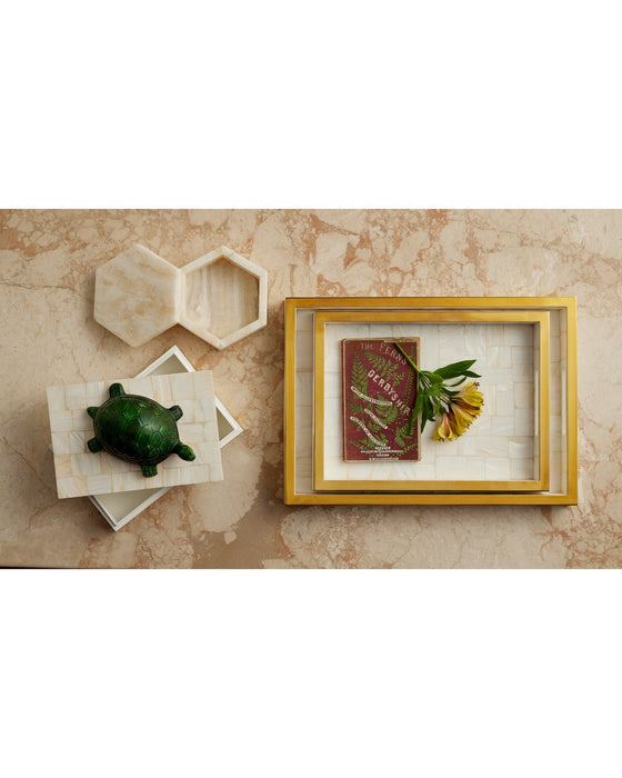 Currey and Company - 1200-1021 - Tray Set of 2 - Casey - Natural/Brass