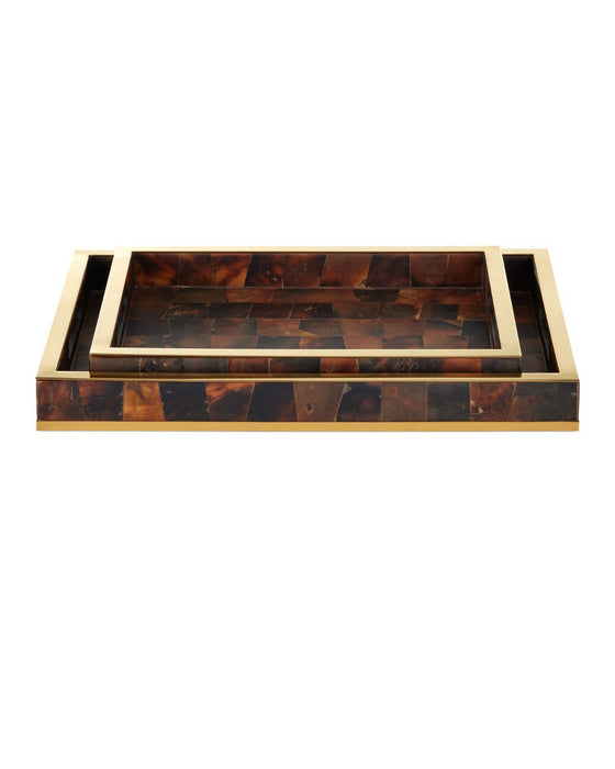 Currey and Company - 1200-1022 - Tray Set of 2 - Casey - Natural/Brass