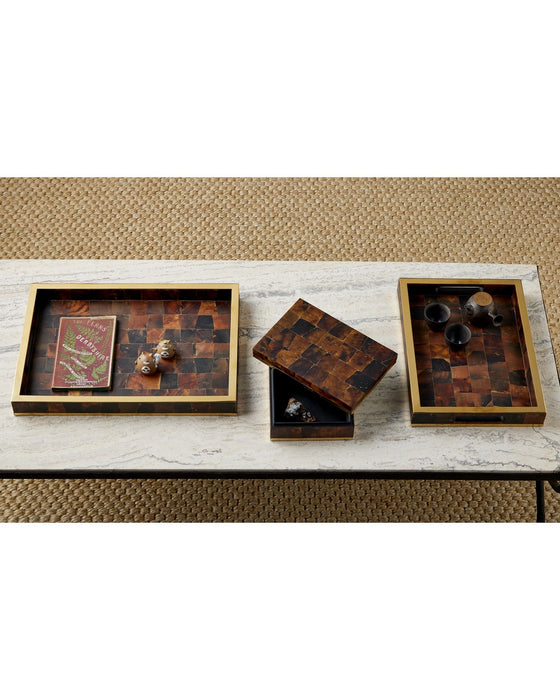 Currey and Company - 1200-1022 - Tray Set of 2 - Casey - Natural/Brass