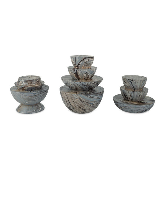 Currey and Company - 1200-1049 - Box Set of 3 - Marbleized - Marbleized Gray
