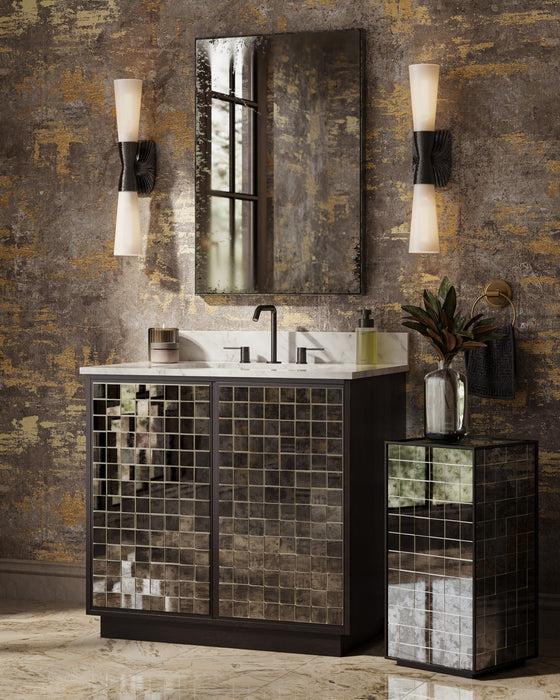Currey and Company - 3000-0329 - Pedestal - Mosaico - Ebony/Antique Mirror